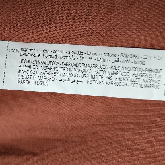 Zara Tiered Cotton Maxi Dress Terracotta Brick Backless Spaghetti Strap Midaxi - Picture 9 of 10